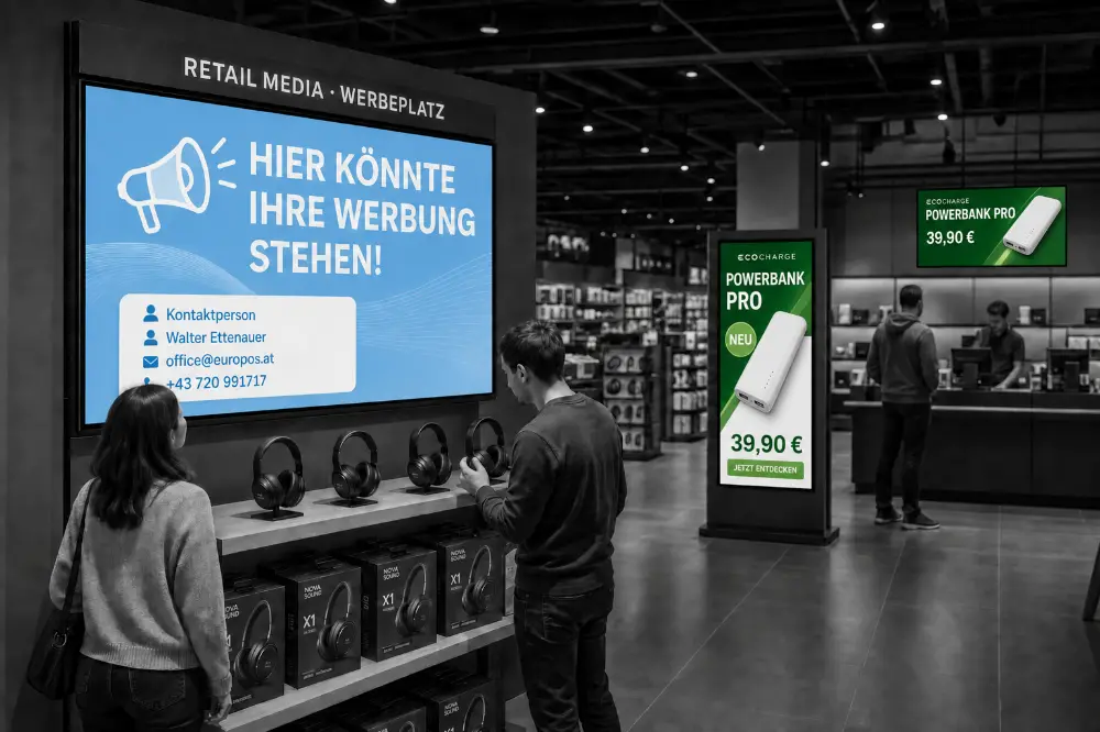 Retail Media mit Digital Signage Displays zur Markenkommunikation am Point of Sale