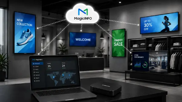 Samsung MagicINFO Digital Signage Lösung für Stores mit zentral gesteuerten Displays